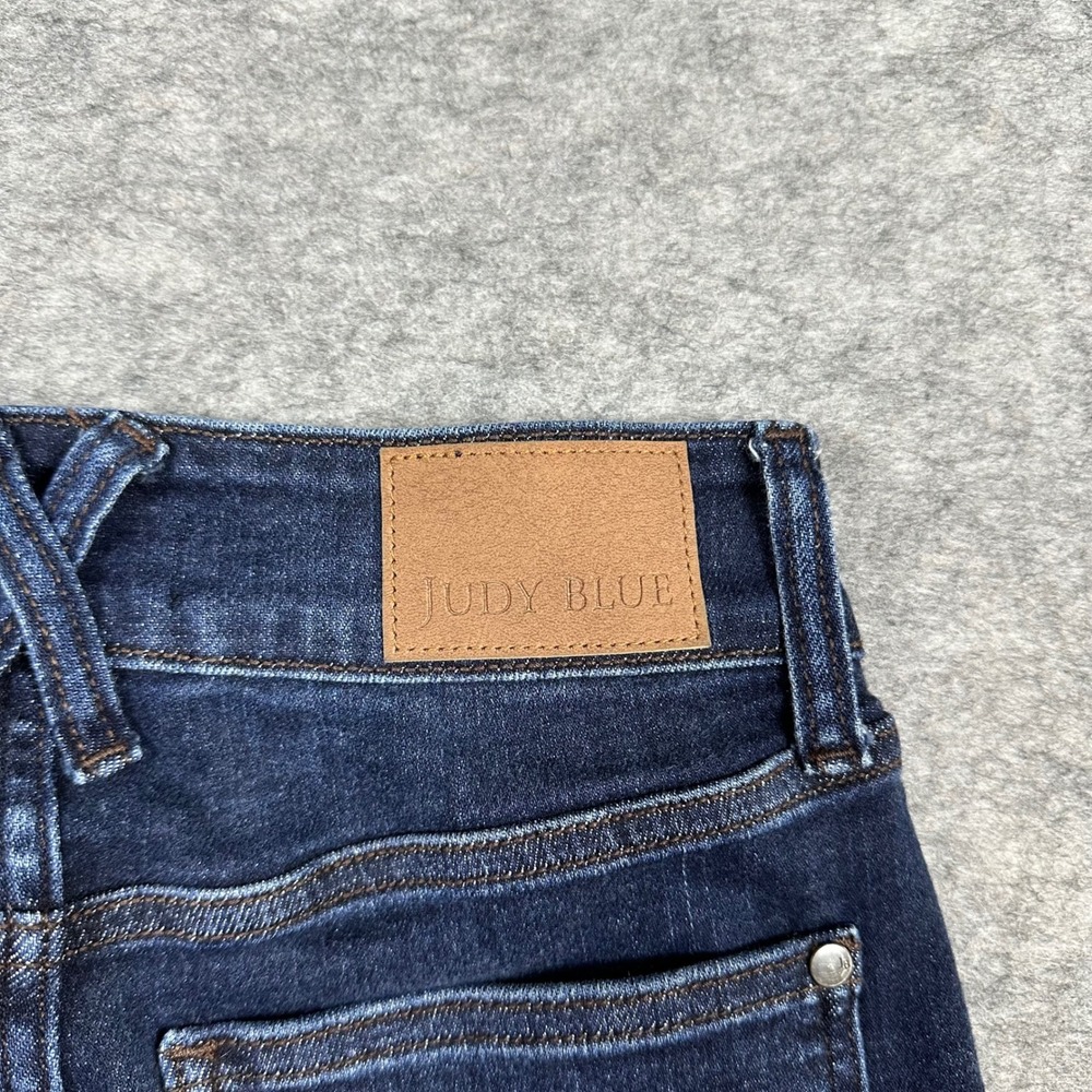 Judy Blue Womens Dark Wash Wide Leg High Rise Denim Jeans 1/25 Short - Picture 4 of 9